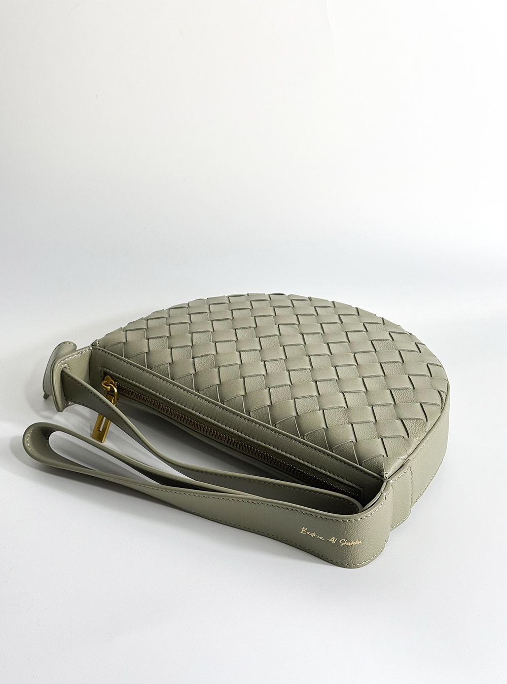 green natural leather handbag