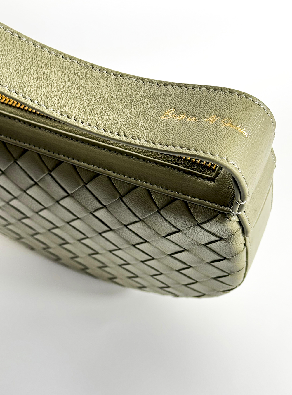 green natural leather handbag