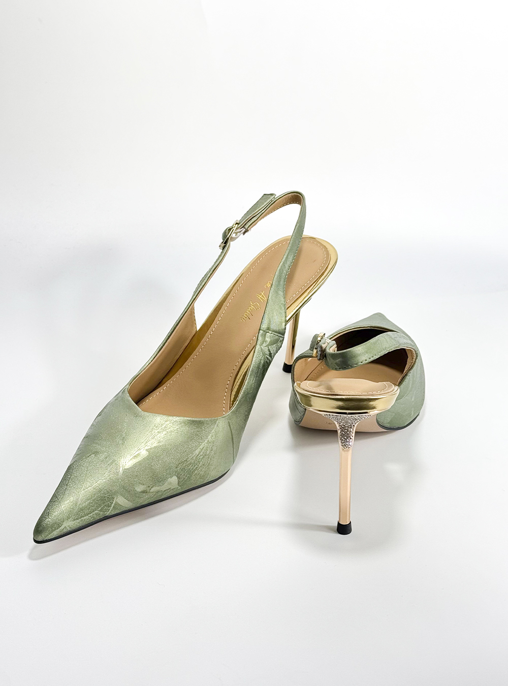 green natural leather High Heel Shoes