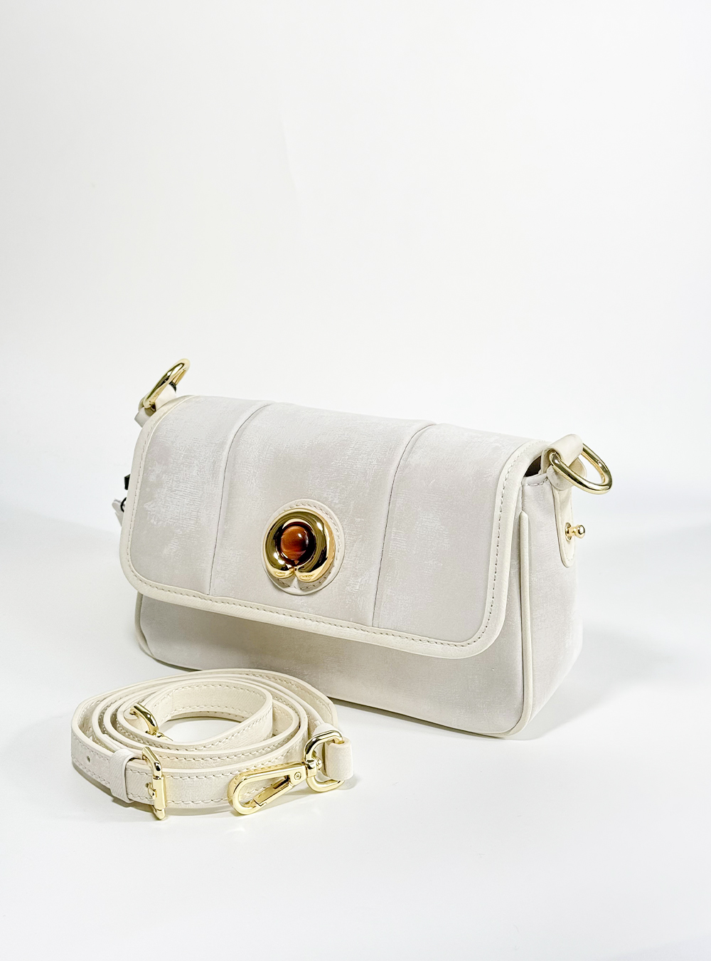 white natural leather handbag