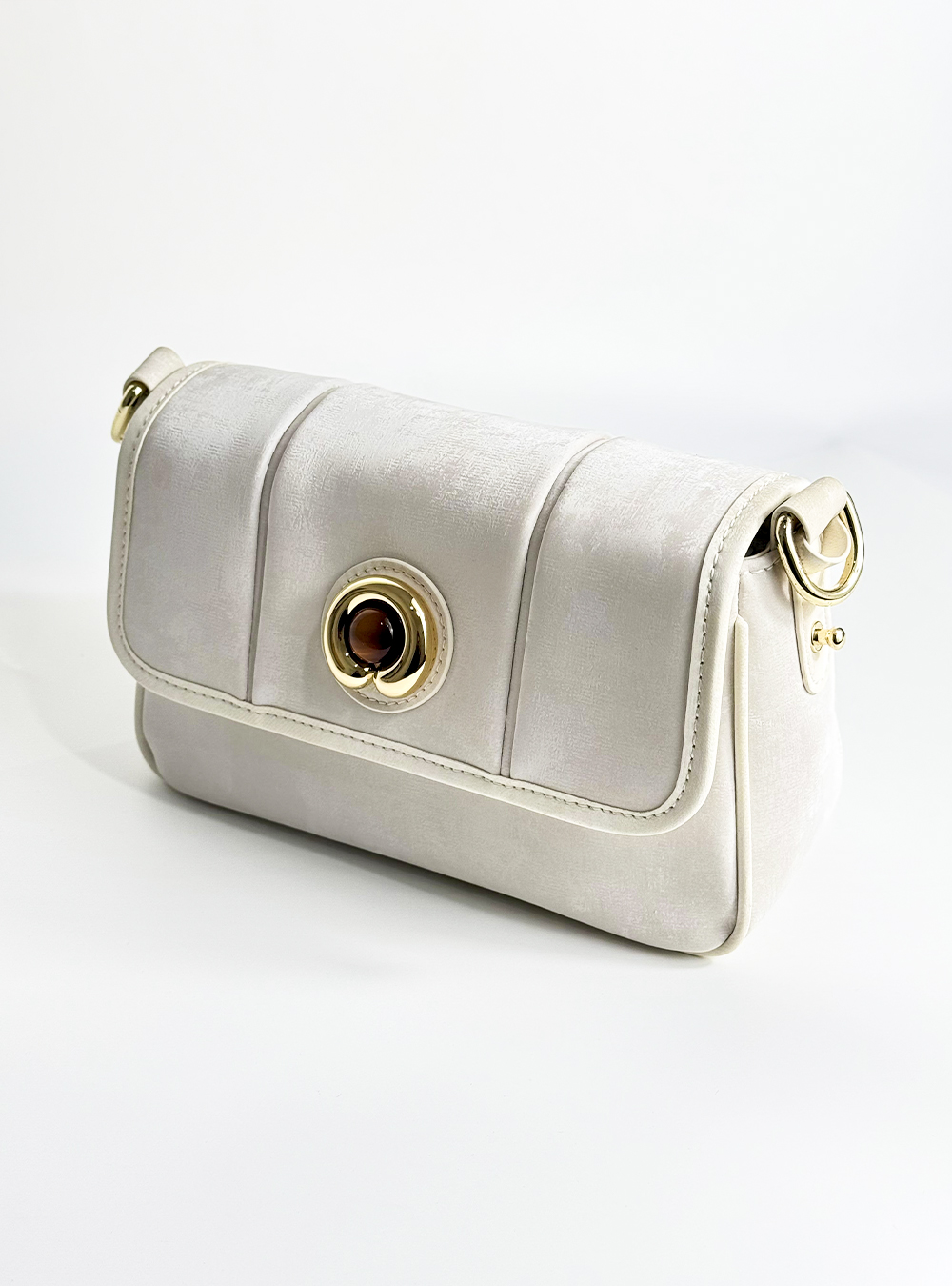 white natural leather handbag