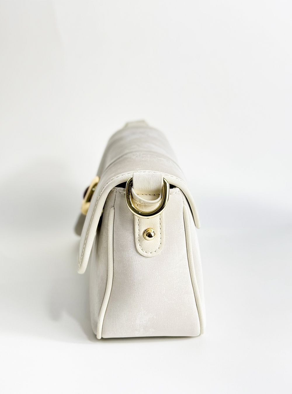 white natural leather handbag