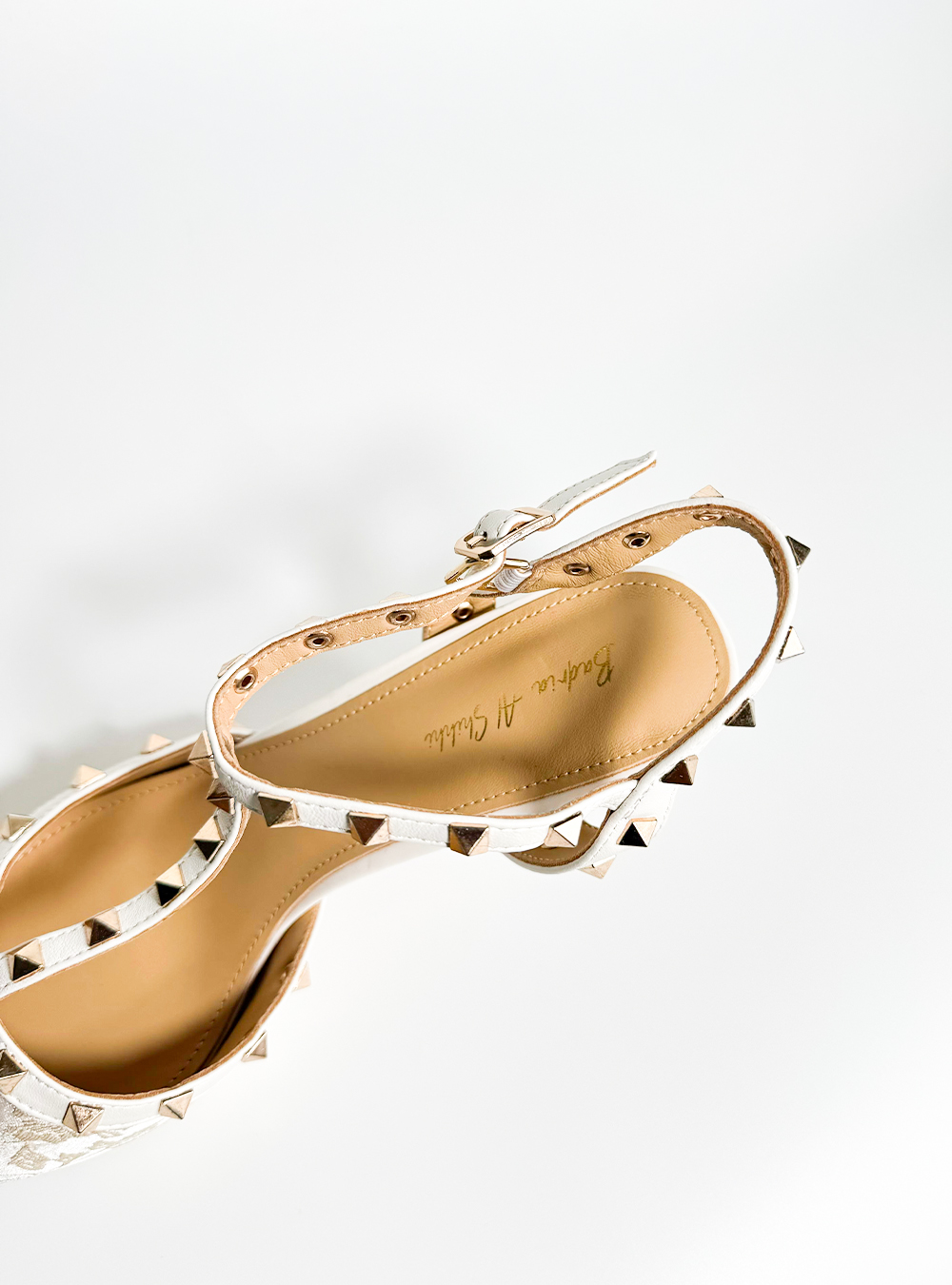 white High Heel  made from natural leather
